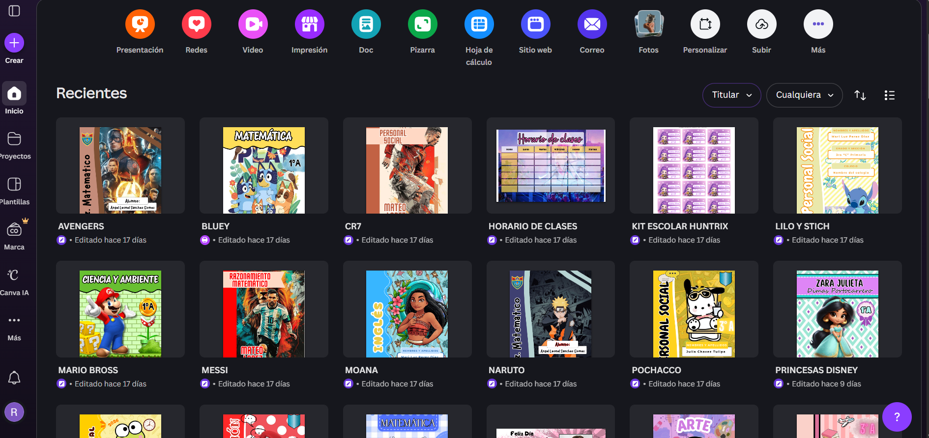 Panel de Canva